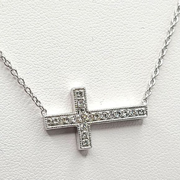 Sterling Silver Cross Necklace, - Picture 7 of 8